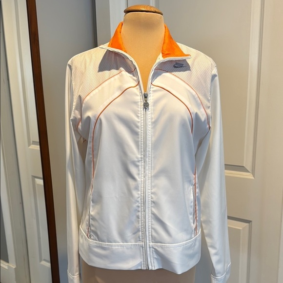 Nike white orange zip front lightweight jacket Large - Picture 2 of 11